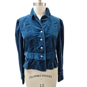 INC International Concepts  Cotton Velvet Jacket Jewel Sapphire Blue Sz XL